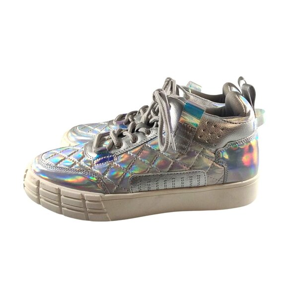 Shoedazzle Holographic Quilted Platform Iridescent High-Top Size 8 Sneakers - Picture 2 of 12